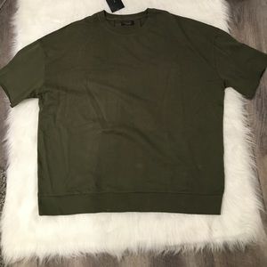 Zara Man Green Wide Cutoff Short Sleeve T-Shirt